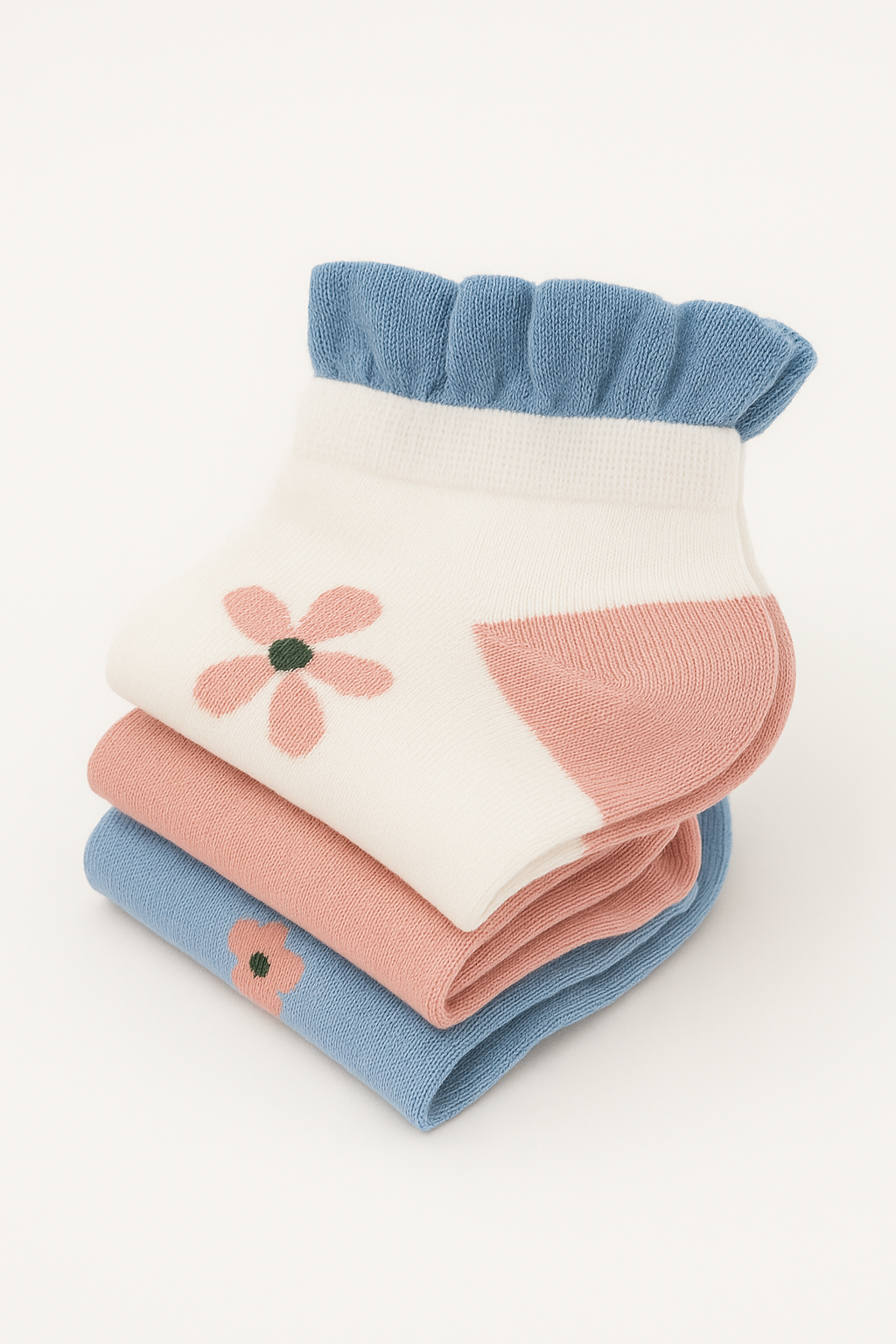Bloom Frill Socks – Pack of 3 Pairs (Floral Edition)