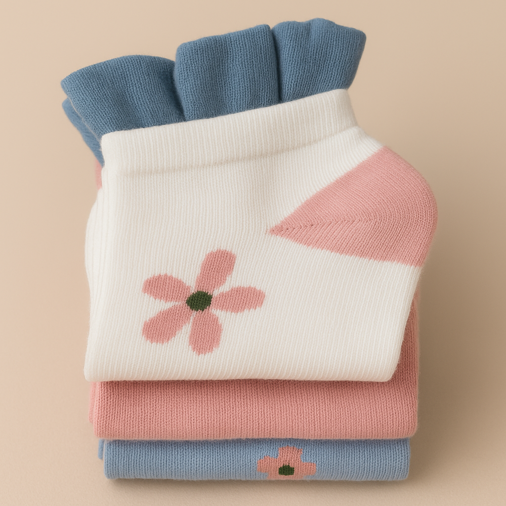 Bloom Frill Socks – Pack of 3 Pairs (Floral Edition)
