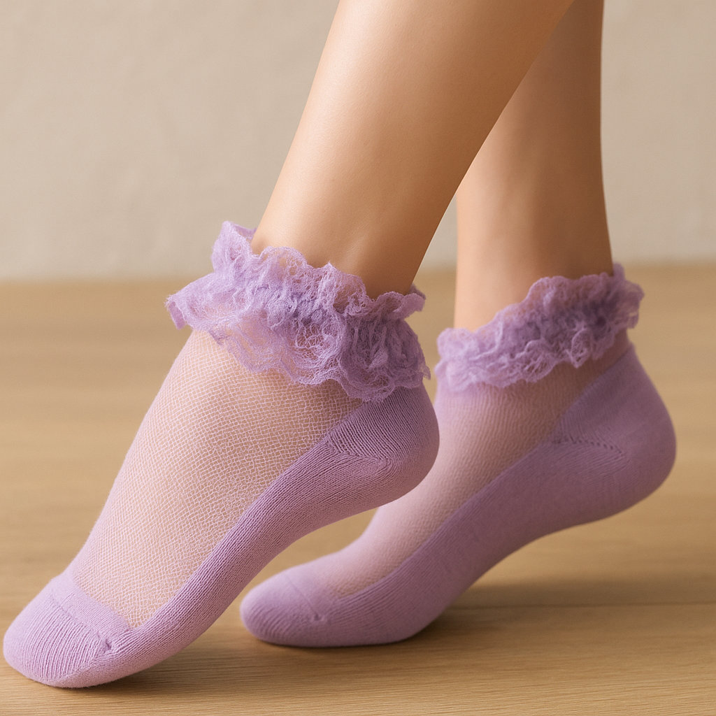 Elegance Lace Ankle Socks – Pack of 3 Pastel & Bold Colors