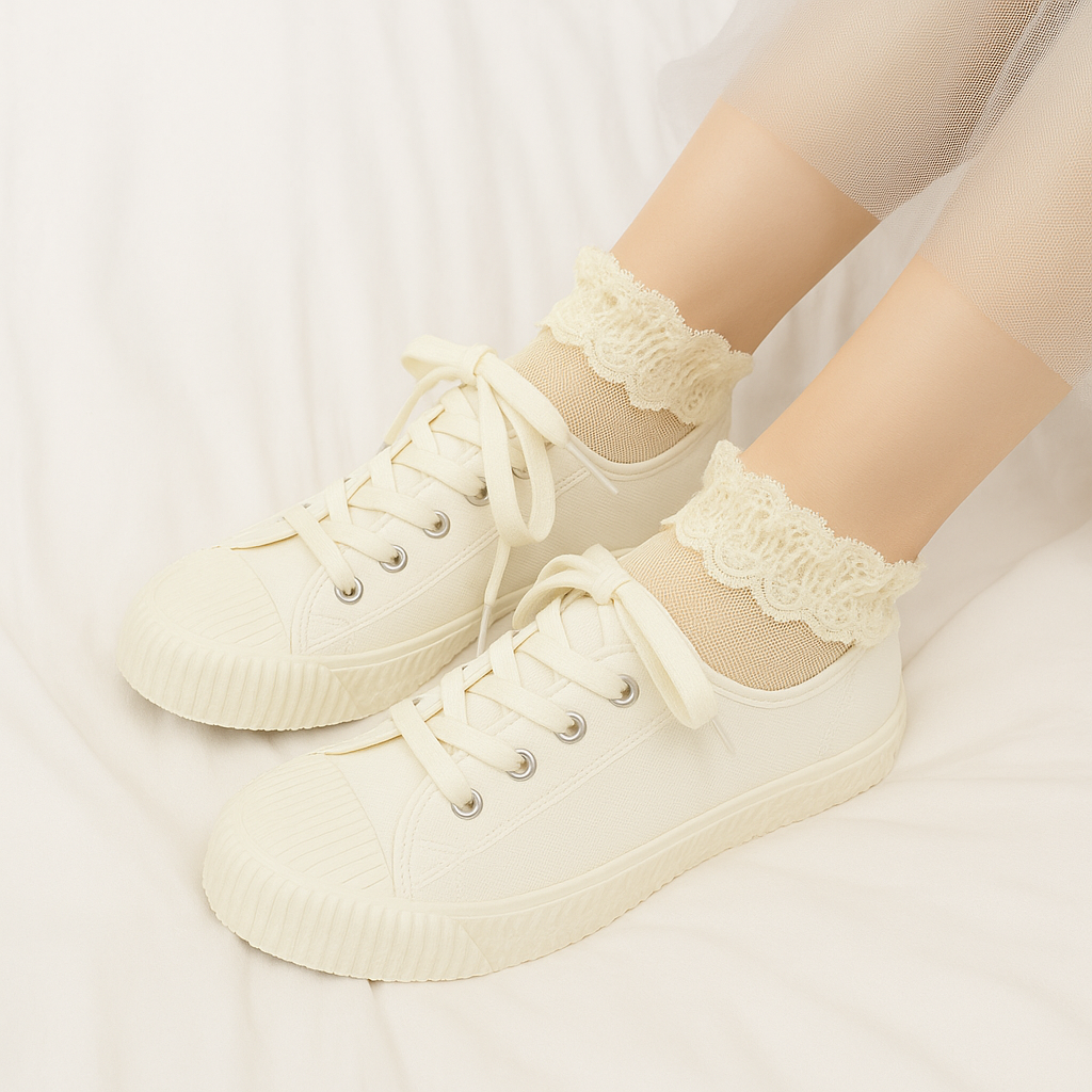 Elegance Lace Ankle Socks – Pack of 3 Pastel & Bold Colors