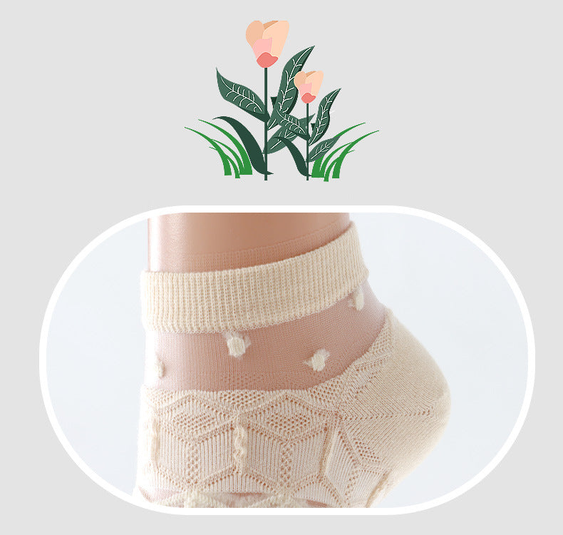 Crystal Whisper Mesh Socks – Set of 5 Elegant Shades