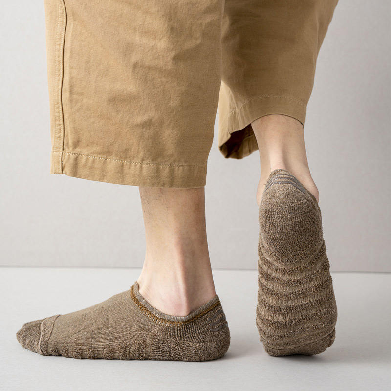 Breathable Terry Cotton No-Show Socks – Anti-Slip Grip (3-Pair Combo | Smart Casuals)