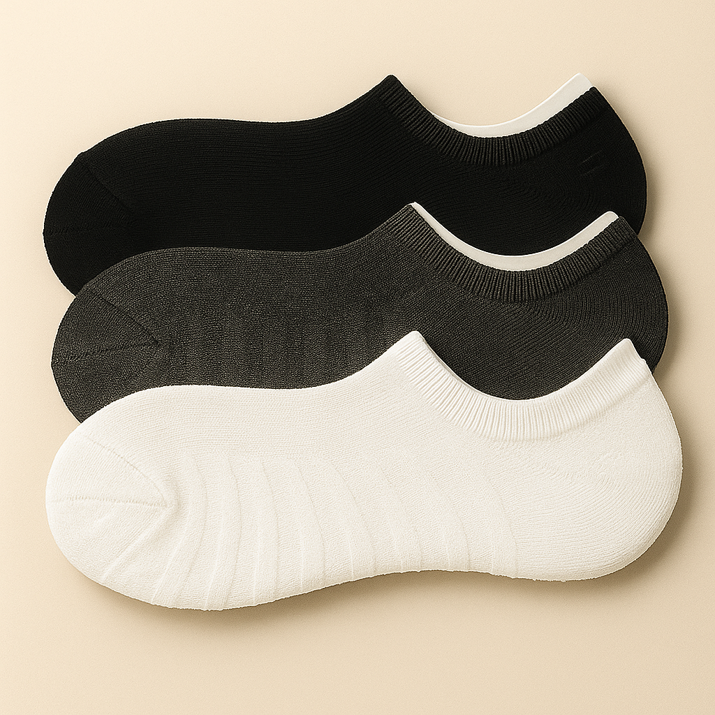 Breathable Terry Cotton No-Show Socks – Anti-Slip Grip (3-Pair Combo | Everyday Neutrals)