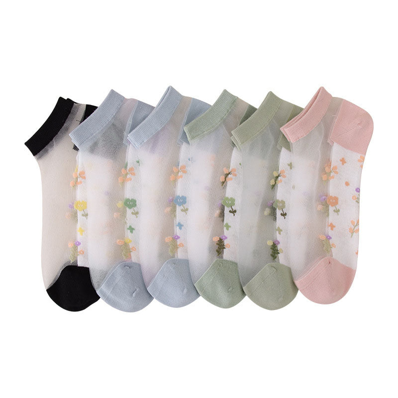 Crystal Clear Floral Socks – 4-Pair Pastel Edition