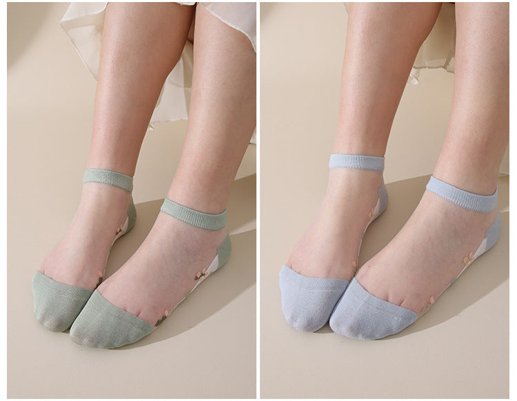 Crystal Clear Floral Socks – 4-Pair Pastel Edition
