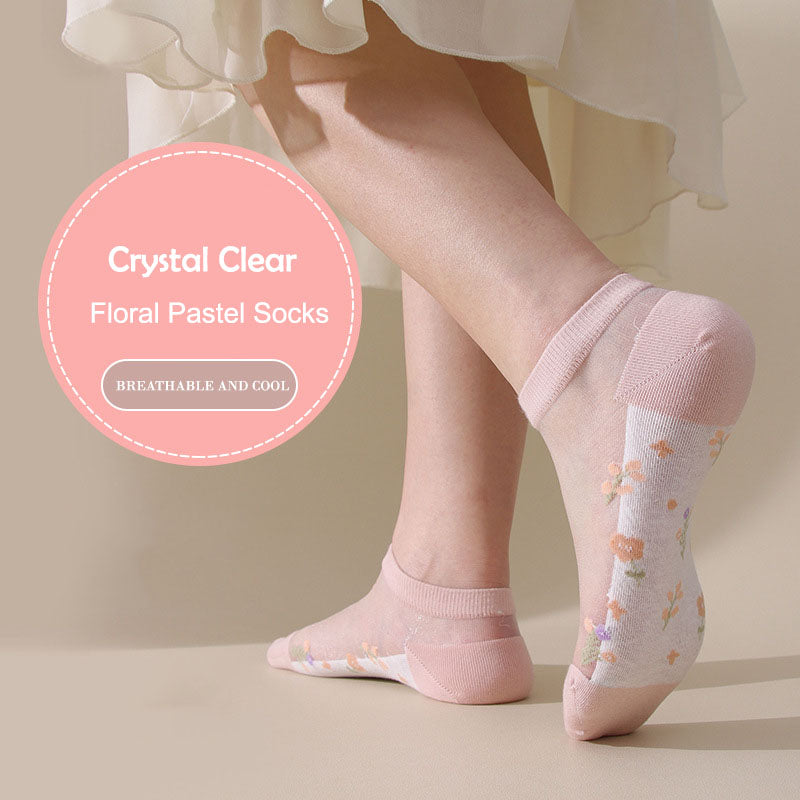 Crystal Clear Floral Socks – 4-Pair Pastel Edition