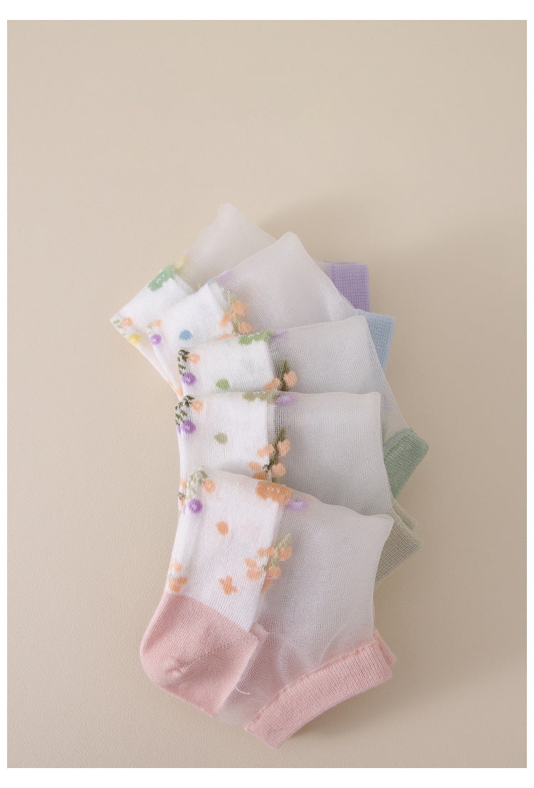Crystal Clear Floral Socks – 4-Pair Pastel Edition