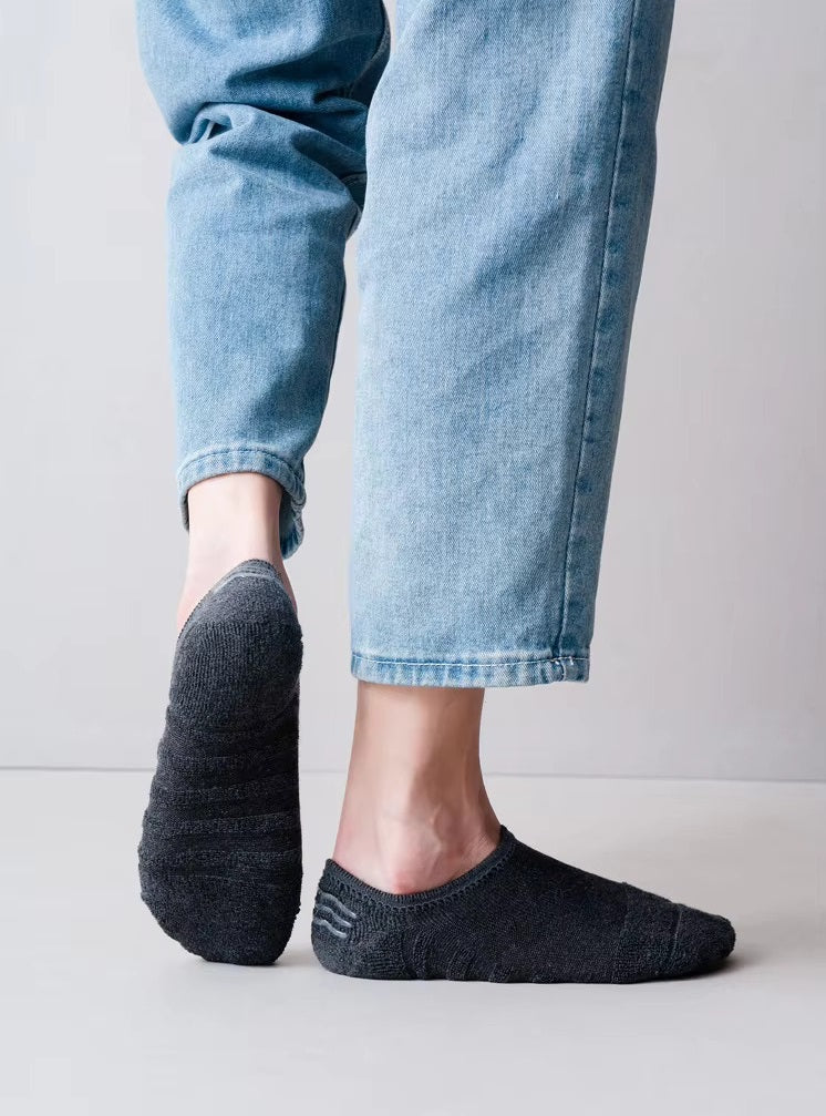 Breathable Terry Cotton No-Show Socks – Anti-Slip Grip (3-Pair Combo | Everyday Neutrals)