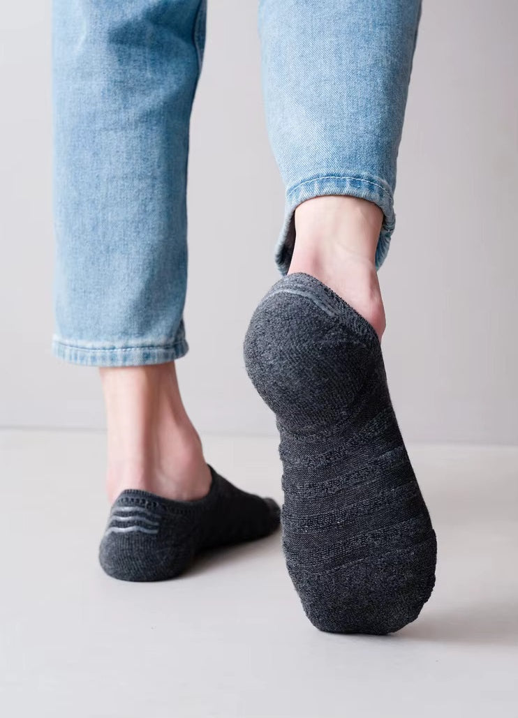 Breathable Terry Cotton No-Show Socks – Anti-Slip Grip (3-Pair Combo | Everyday Neutrals)