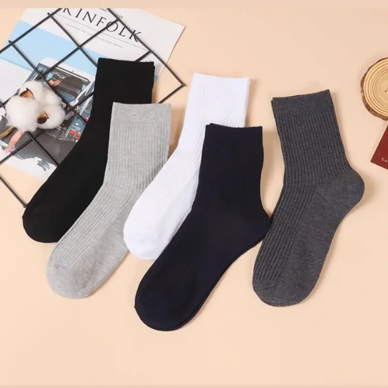 Essential Everyday Ribbed Cotton Socks – Pack of 5