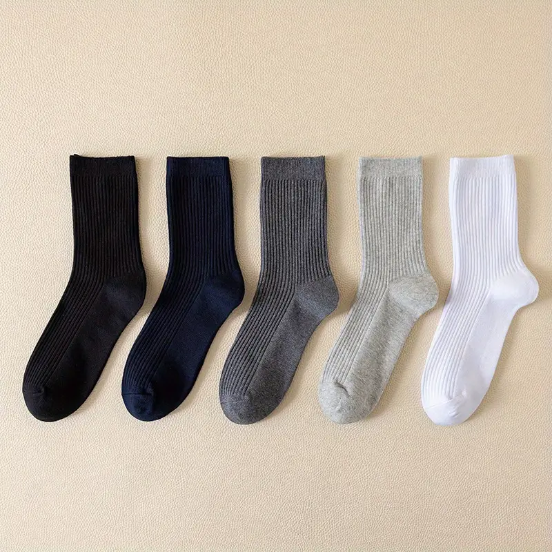 Essential Everyday Ribbed Cotton Socks – Pack of 5