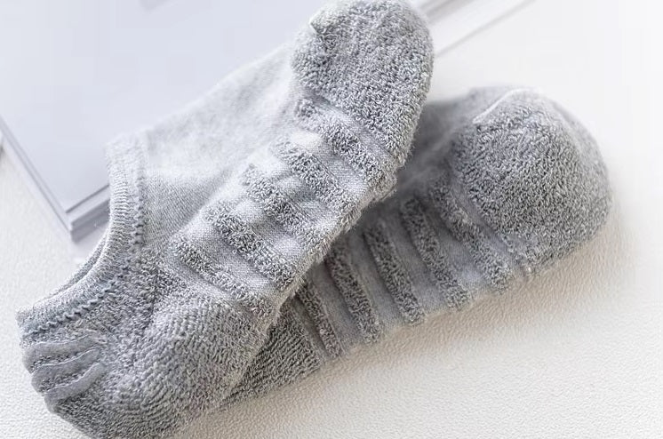 Breathable Terry Cotton No-Show Socks – Anti-Slip Grip (3-Pair Combo | Smart Casuals)