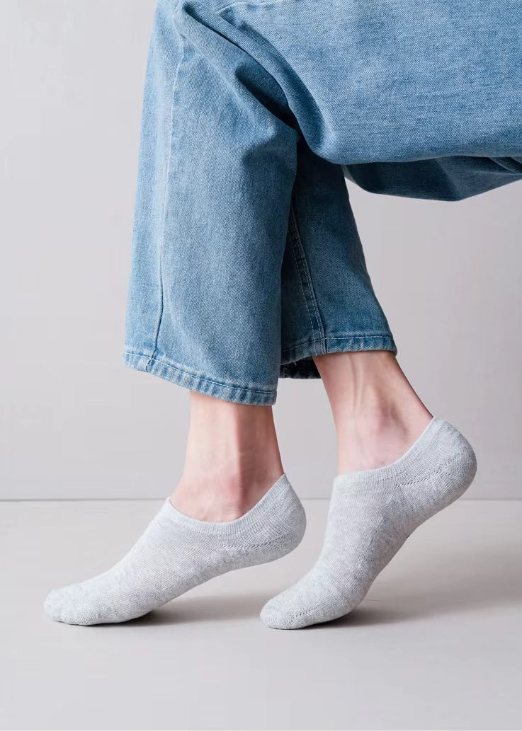 Breathable Terry Cotton No-Show Socks – Anti-Slip Grip (3-Pair Combo | Smart Casuals)
