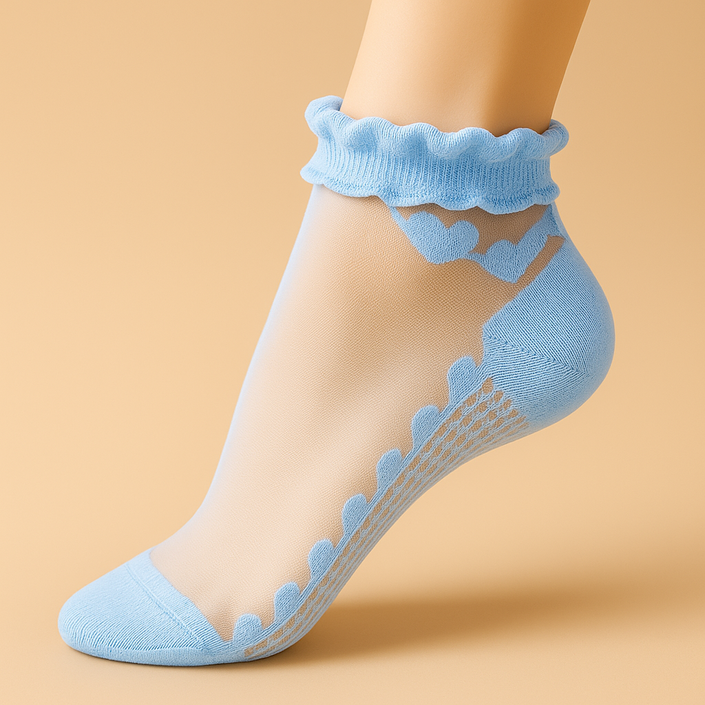 Crystal Frill Mesh Socks β 5-Pair Pastel Edition for Women