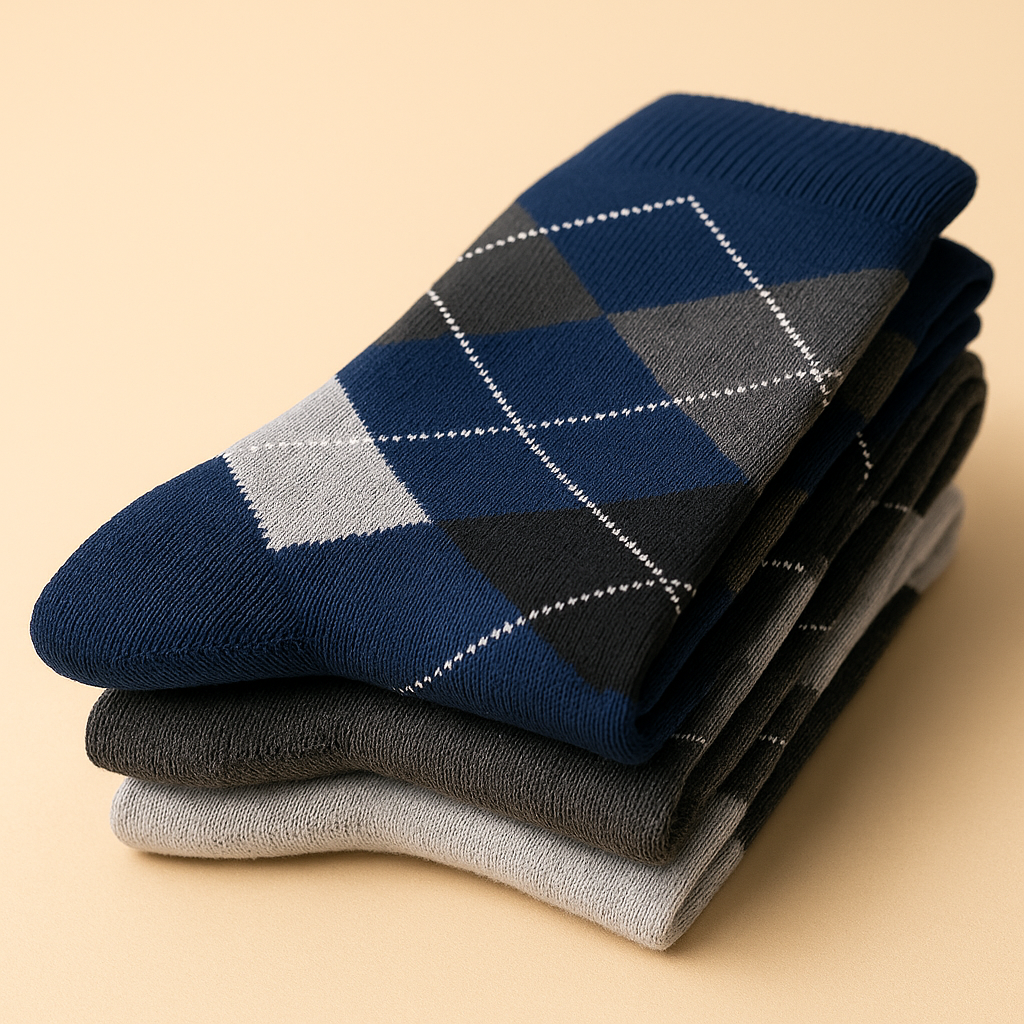 Premium Argyle Socks for Men - Pack of 3 Pairs (Formal & Office Wear Essential)
