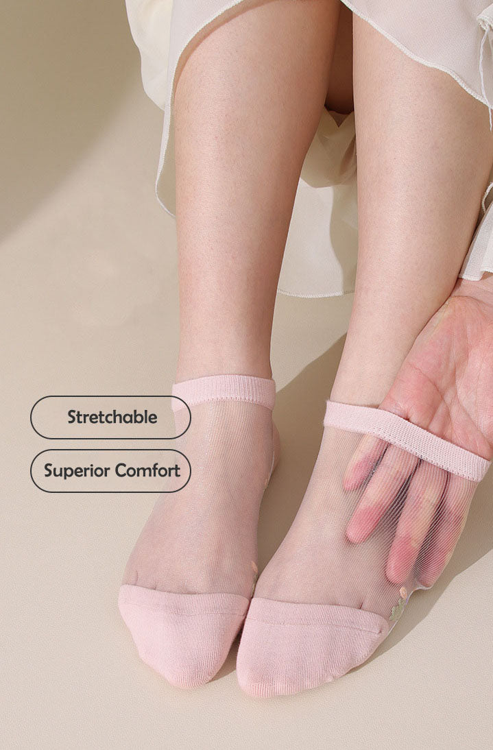 Crystal Clear Floral Socks – 4-Pair Pastel Edition