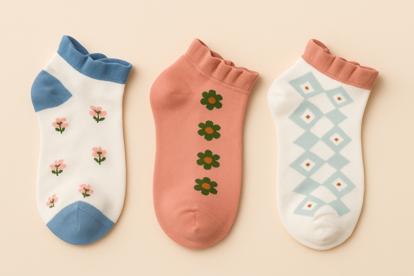 Blossom Floral Fantasy Socks - Pack of 3