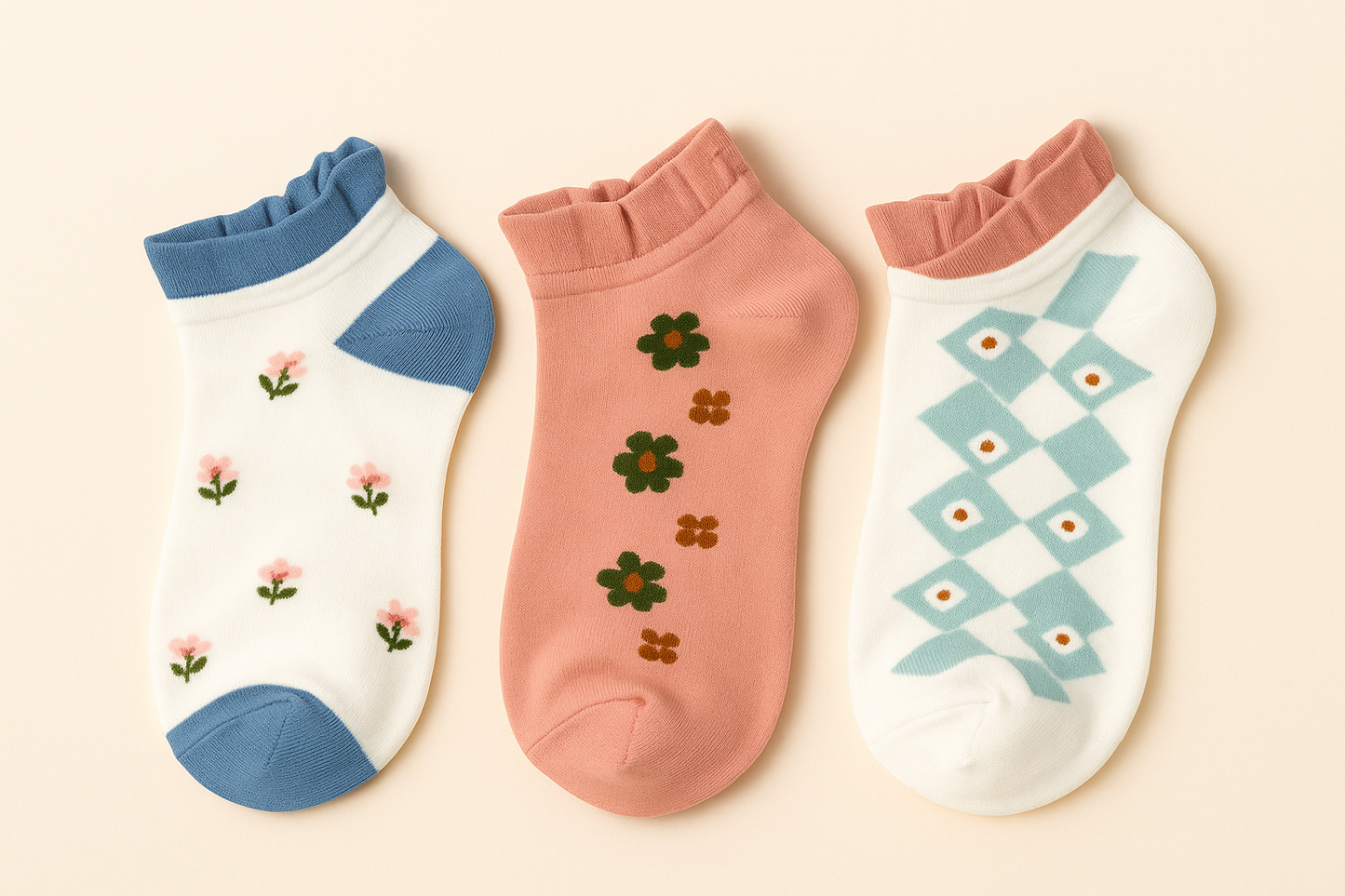 Blossom Floral Fantasy Socks - Pack of 3