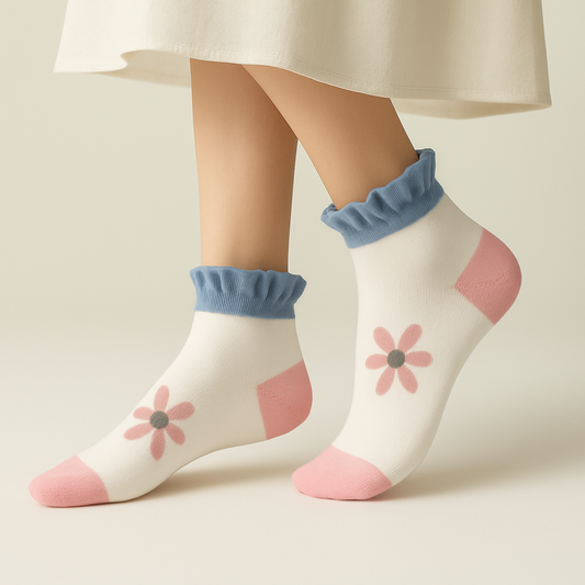 Bloom Frill Socks – Pack of 3 Pairs (Floral Edition)