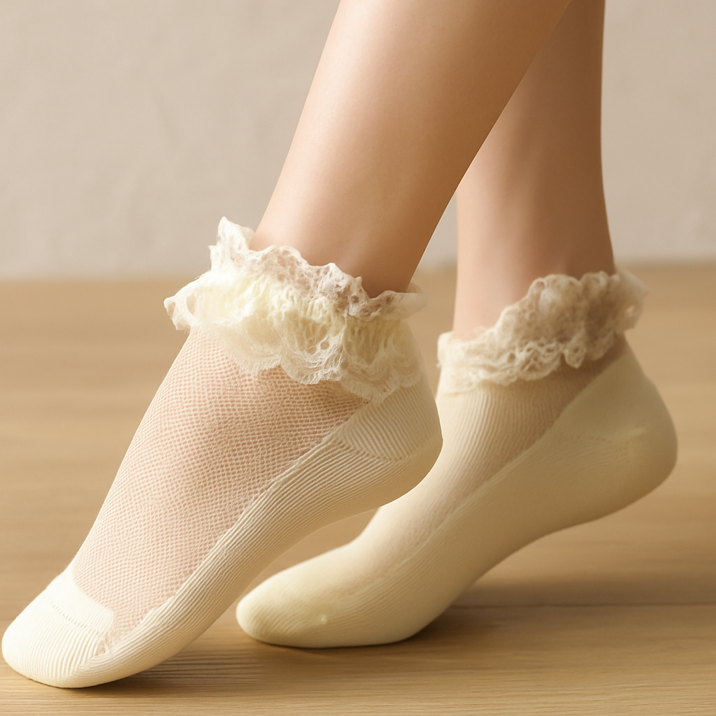 Elegance Lace Ankle Socks – Pack of 3 Pastel & Bold Colors