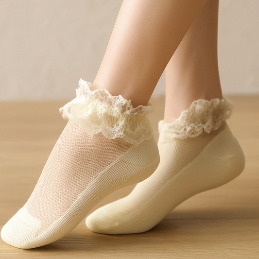 Elegance Lace Ankle Socks – Pack of 3 Pastel & Bold Colors