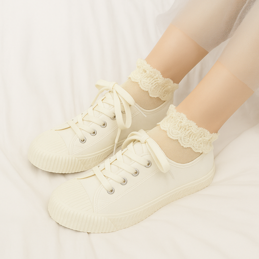 Elegance Lace Ankle Socks – Pack of 3 Pastel & Bold Colors