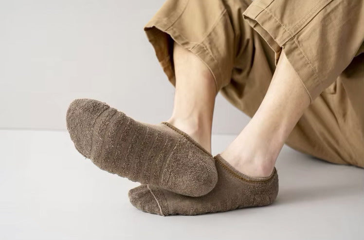 Breathable Terry Cotton No-Show Socks – Anti-Slip Grip (3-Pair Combo | Smart Casuals)