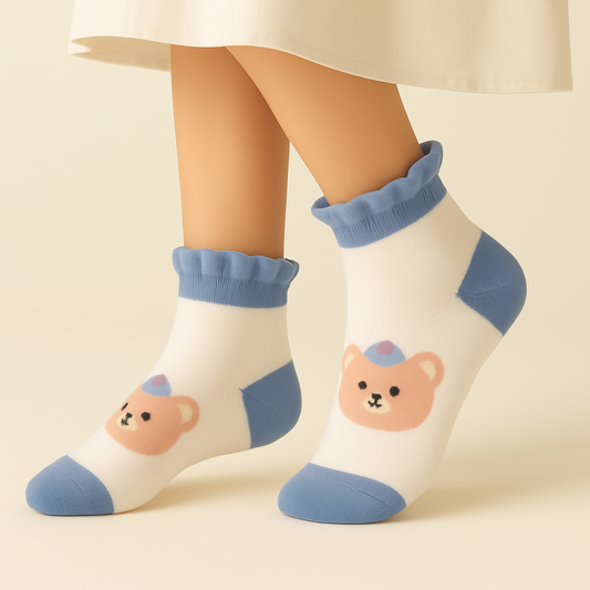 Teddy Frill Socks – Pack of 3 Pairs (Bear Edition)