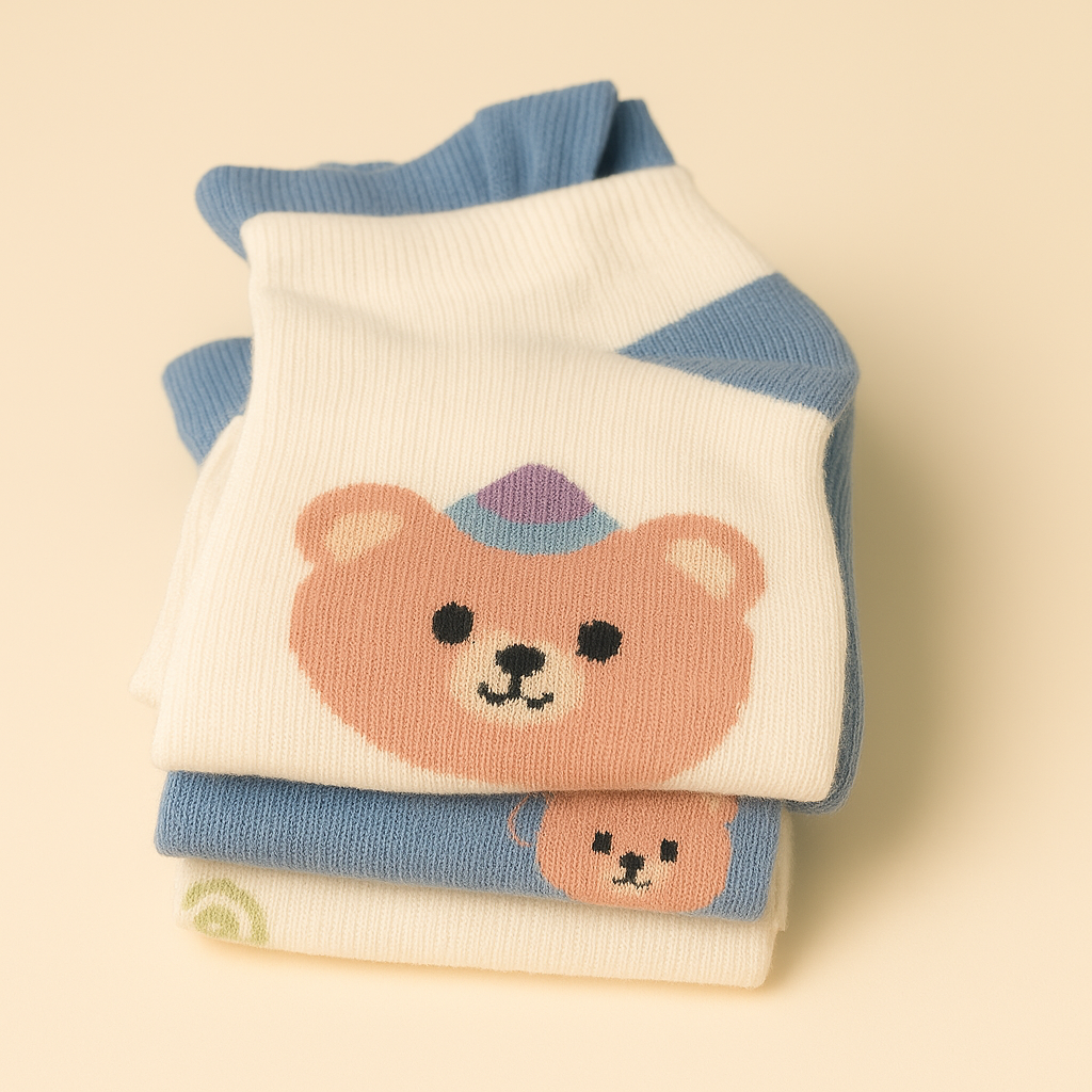 Teddy Frill Socks – Pack of 3 Pairs (Bear Edition)