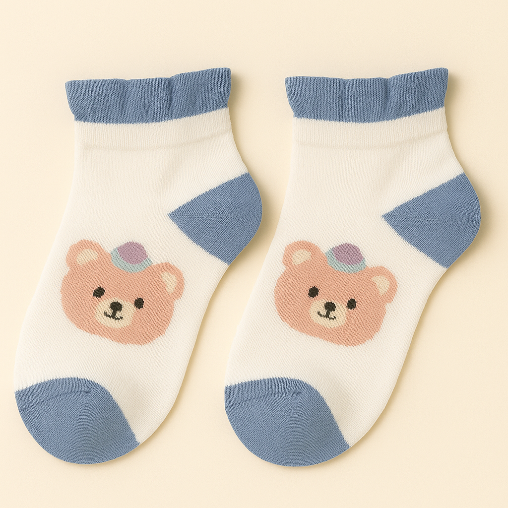 Teddy Frill Socks – Pack of 3 Pairs (Bear Edition)
