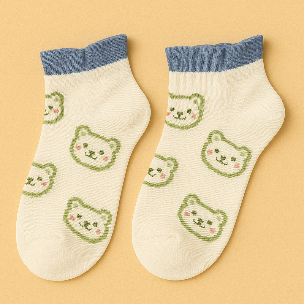 Teddy Frill Socks – Pack of 3 Pairs (Bear Edition)