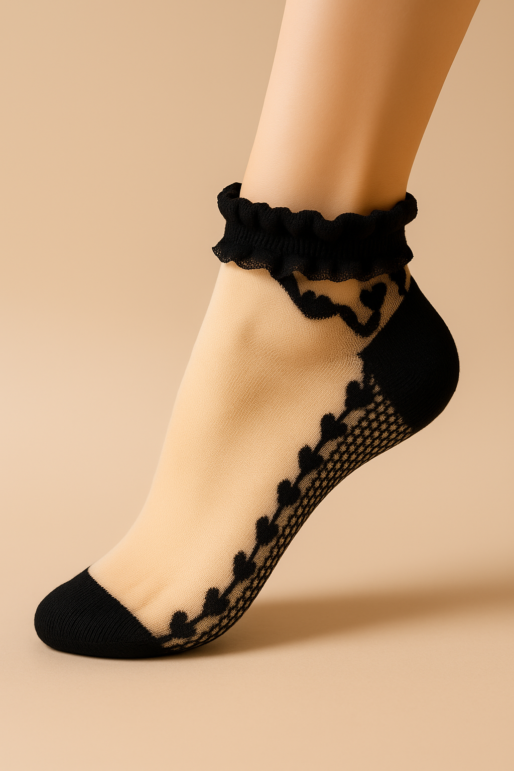 Crystal Frill Mesh Socks – 5-Pair Pastel Edition for Women