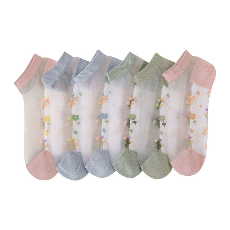 Crystal Clear Floral Socks – 3-Pair Pastel Edition
