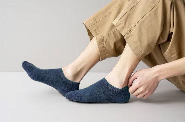 Breathable Terry Cotton No-Show Socks – Anti-Slip Grip (3-Pair Combo | Smart Casuals)